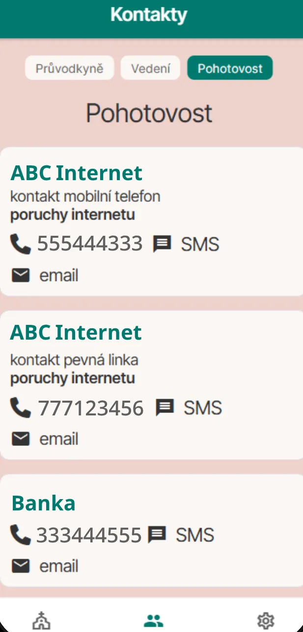 Rychlé kontakty v aplikaci proÍčko